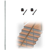 Myard Square Aluminum Pre-Drilled Intermediate Picket Post with Connectors for 1/8" Stair Cable Railings, Length 50" with 12 Angled Offset Elongated Holes (50", Silver, 1-Pack)