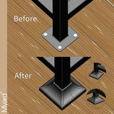 Myard Interlocking Post Cover Skirt Shoe for 1X1 Inch Post with 3.5X3.5 Inches Base Mounting Plate - Fast Install on Feet of Porch, Stair Handrail, Railing, Fence (1-Pack, Black)