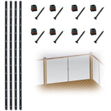Myard Square Aluminum Pre-Drilled Intermediate Picket Post with Connectors for 1/8" Stair Cable Railings, Length 50" with 12 Angled Offset Elongated Holes (50", Black, 4-Pack)