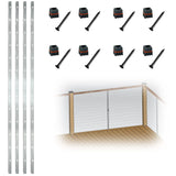 Myard Square Aluminum Pre-Drilled Intermediate Picket Posts with Connectors for 1/8" Level Cable Railings, Length 42" with 13 through Elongated Holes (42", Silver, 4-Pack)