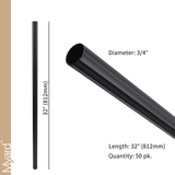 Myard 32 Inches Grooved Classic Hollow round Aluminum Deck Balusters for Deck Railing Porch (50-Pack, Matte Black)