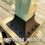 Myard PNP114040 4X4 (Actual 3.5X3.5) Inches Post Base Cover Skirt Flange with Screws for Deck Porch Handrail Railing Support Trim Anchor (Qty 1, Black)