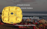 Payandpack Myard UTD13 Umbrella Table Tray 15 Inches for Beach, Patio, Garden, Swimming Pool with 4 Drink Holder, 4 Snack Compartments, 4 Sunglasses Holes, 4 Phone Slots (Yellow)