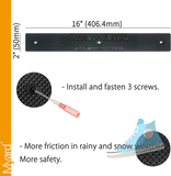 Myard 16" X 2" Safety Stair Treads Strips for Slippery Decks, Stairs, Porches, Boats, Docks, Pool, Walkway, Ramps, Office, School, Shops (2-Pack, Black)