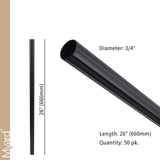 Myard 26 Inches Grooved Classic Hollow round Aluminum Deck Balusters for Deck Railing Porch (50-Pack, Matte Black)