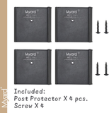 Myard Post Protectors with Screws for 4X4 Inches (Actual 3.5X3.5) Deck, Fence, Mailbox Posts Prevent Damage by Lawn Maintenance Equipment (4" X 4" X 4", Black)