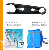 Myard Upgraded Pool Leaf Skimmer Net Clip - Snaps on 1.9" Swimming Pool In-Ground Ladder, Holds 1-1/4" Leaf Rake Joint