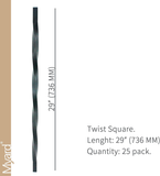 Myard 32 Inches Twist Square Aluminum Deck Balusters for Decking Railing Patio Fence, Unique Look (25-Pack, Matte Black)