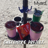 Payandpack Myard Umbrella Table Tray 15 Inches for Beach, Patio, Garden, Swimming Pool with 4 Drink Holders, 4 Snack Compartments, 4 Sunglasses Holes, 4 Phone Slots (Gary)
