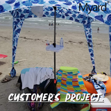 Payandpack Myard Umbrella Table Tray 15 Inches for Beach, Patio, Garden, Swimming Pool with 4 Drink Holders, 4 Snack Compartments, 4 Sunglasses Holes, 4 Phone Slots (Gary)