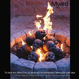 Myard Fireproof Imitated Human Fire Pit Skull Gas Log for NG, LP Wood Fireplace, Firepit, Campfire, Halloween Decor, BBQ (Qty 1, Aged Dark Grey Skull)