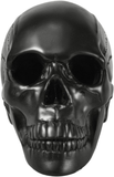 Myard HHS Heavy Cement Imitated Human Skull Art Decor Statue for Home & Garden, Bookends, Headset Stand (Black)