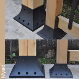 Myard PNP116060 6X6 (Actual 5.5X5.5) Inches Post Base Cover Skirt Flange with Screws for Deck Porch Handrail Railing Support Trim Anchor (Qty 4, Black)