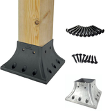 Myard 4X4 (Actual 3.5X3.5) Inches Aluminum Deck Post Base Cover Flange with Screws for Decking Patio Railing Handrail Fence Anchor (Qty 4, Black)