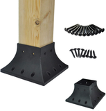 Myard PNP114040 4X4 (Actual 3.5X3.5) Inches Post Base Cover Skirt Flange with Screws for Deck Porch Handrail Railing Support Trim Anchor (Qty 1, Black)