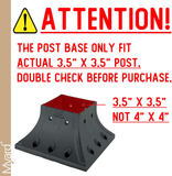 Myard 4X4 (Actual 3.5X3.5) Inches Aluminum Deck Post Base Cover Flange with Screws for Decking Patio Railing Handrail Fence Anchor (Qty 4, Black)