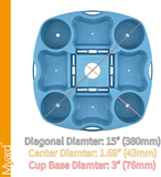 Payandpack Myard UTD13 Umbrella Table Tray 15 Inches for Beach, Patio, Garden, Swimming Pool with 4 Drink Holder, 4 Snack Compartments, 4 Sunglasses Holes, 4 Phone Slots (Blue)
