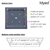 Myard PNP 115445G Screw-Free Universal Fence Pyramid Top Cap Fits Post 4 X 4 Inches (Actual Post Size 3.5 X 3.5) (Qty 20, Green)