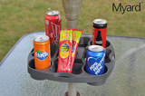 Payandpack Myard Umbrella Table Tray 15 Inches for Beach, Patio, Garden, Swimming Pool with 4 Drink Holders, 4 Snack Compartments, 4 Sunglasses Holes, 4 Phone Slots (Gary)