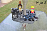 Payandpack Myard Umbrella Table Tray 15 Inches for Beach, Patio, Garden, Swimming Pool with 4 Drink Holders, 4 Snack Compartments, 4 Sunglasses Holes, 4 Phone Slots (Gary)