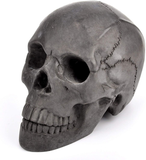 Myard Hollow Eye Sockets Human Skull Fire Gas Log for NG, LP Wood Fireplace, Firepit, Campfire, Home Decor, BBQ (Qty 1, Black)