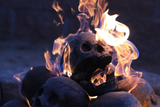 Myard Fireproof Imitated Human Fire Pit Skull Gas Log for NG, LP Wood Fireplace, Firepit, Campfire, Halloween Decor, BBQ (Qty 1, White)