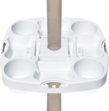 Myard Umbrella Table Tray 15 Inches Pro for Beach, Patio, Swimming Pool with 4 Drink Holders, 4 Snack Grooves, 4 Sunglasses Holes, 4 Phone Slots, 4 Airpods Holes, 2 Ipad Slots, 4 Small Bag Hangers