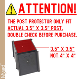 Myard Post Protectors with Screws for 4X4 Inches (Actual 3.5X3.5) Deck, Fence, Mailbox Posts Prevent Damage by Lawn Maintenance Equipment (4" X 4" X 4", Black)