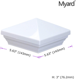 Myard PNP 115445W Screw-Free Universal Fence Pyramid Top Cap Fits Post 4 X 4 Inches (Actual Post Size 3.5 X 3.5) (Qty 10, White)