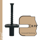 Myard Universal Hidden Deck Fastener Clips for Grooved Edges of Composite Decking Boards to Joists, 1/4" Gap Spacing, with Square Driver Bit (50-Pack)
