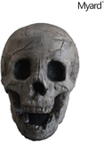 Myard Fireproof Imitated Human Fire Pit Skull Gas Log for NG, LP Wood Fireplace, Firepit, Campfire, Halloween Decor, BBQ (Qty 1, Aged Dark Grey Skull)