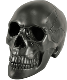Myard HHS Heavy Cement Imitated Human Skull Art Decor Statue for Home & Garden, Bookends, Headset Stand (Black)