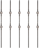 Myard Double Basket 1/2 Inches Square Iron Stair Balusters, 44 Inches 5-Pack (Satin Black + Oil-Rubbed Copper)