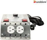 Durablow Stainless Steel Plug-In 2 Outlets + Dehumidistat Control for Crawl Space + Fresh Air Supply Fan or Ventilator (Stainless Steel 304, MDT2P)