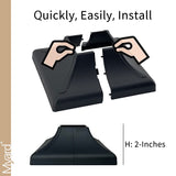 Myard Interlocking Post Cover Skirt Shoe for 1.5X1.5 Inch Post with 4.5X4.5 Inches Base Mounting Plate - Fast Install on Feet of Porch, Stair Handrail, Railing, Fence (1-Pack, Black)