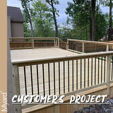 Myard 26 Inches Grooved Classic Hollow round Aluminum Deck Balusters for Deck Railing Porch (25-Pack, Matte Black)