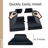 Myard Interlocking Post Cover Skirt Shoe for 2X2 Inch Post with 4.5X4.5 Inches Base Mounting Plate, Fast Install on Feet of Porch, Stair Handrail, Railing, Fence (2-Pack, White)
