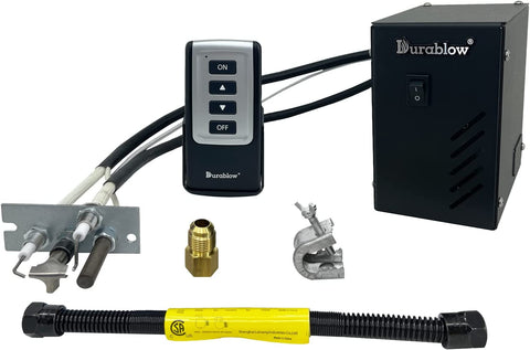 Durablow 8VK Spark to Pilot Fireplace Gas Valve Kit with On/Off + Flame High/Low Remote Control Handset (Propane Gas)