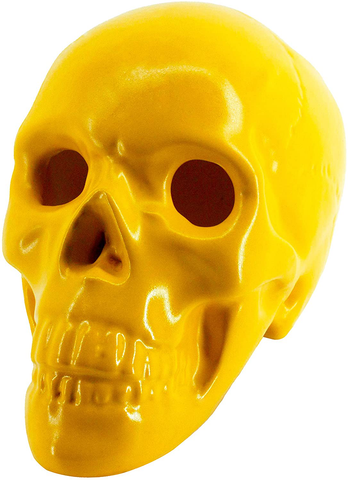 Myard Glaze Enamel Ceramic Fireproof Fire Skull Log for Gas or Wood Fireplace Fire Pit Campfire Bonfire Halloween Horror Decor (Qty 1, Yellow)