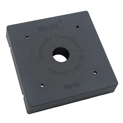 Myard PBP66 Post Base Plate for 6X6 Inches Wood Post, Provides Code Required 1 Inch Stand-Off from Concrete Ground (6" X 6", 1)
