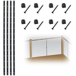 Myard Square Aluminum Pre-Drilled Intermediate Picket Posts with Connectors for 1/8" Level Cable Railings, Length 42" with 13 through Elongated Holes (42", Black, 4-Pack)
