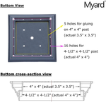 Myard PNP 115445WN Screw-Free Universal Fence Pyramid Top Cap Fits Post 4 X 4 Inches (Actual Post Size 3.5 X 3.5) (Qty 5, Walnut)