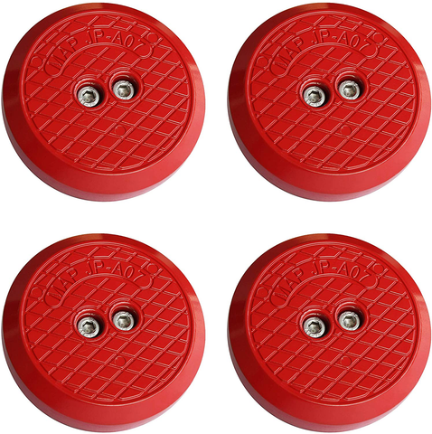 Potauto Aluminum Jack Pad Jacking Puck Adapter Support Compatible with Chevrolet Corvette C6 C7 Porsche 911 996 Frame Rail (4-Pack, Red)