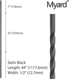Myard Long Twist 1/2 Inches Square Iron Stair Balusters, 44 Inches 10-Pack (Satin Black)