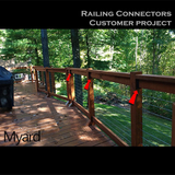 Myard PNP111902 Deck Railing Connectors with Screws for 2X4 (Actual 1.5X3.5) Inches Stair Wood Handrail (2 Pcs, Black)