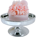 Loches Lynn K1120 Artificial Handcrafted Mini Fake Roses Cake with Silver Stand Plate + Dome, Gift Home Decor, Refrigerator Magnet, Model, Replica