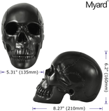 Myard HHS Heavy Cement Imitated Human Skull Art Decor Statue for Home & Garden, Bookends, Headset Stand (Black)