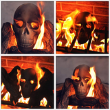 Myard Glaze Enamel Ceramic Fireproof Fire Skull Log for Gas or Wood Fireplace Fire Pit Campfire Bonfire Halloween Horror Decor (Qty 1, Brown)