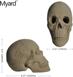 Myard Imitated Human Skull Fire Gas Log with Hollow Eye Sockets for Fire Pit, Fireplace, Campfire, Bonfire, Halloween, Grill, Barbecue (Gray, 1Pk)