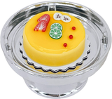 Loches Lynn K1003 Artificial Handcrafted Mini Fake Fruit Mango Cake with Silver Stand Plate + Dome, Gift Home Decor, Refrigerator Magnet, Model, Replica